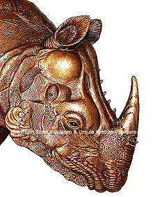 Dürer Rhinozeros in Bronze von Ernst Paulduro und Ursula Krabbe-Paulduro