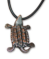 Alligator Snapping Turtle as pendant in silver